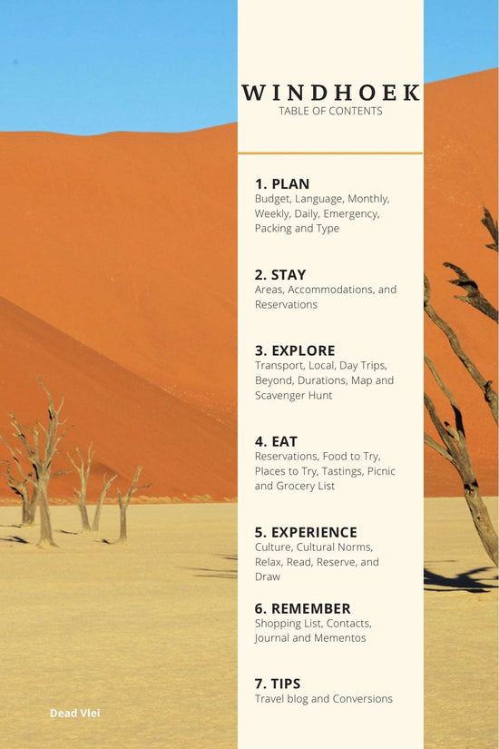 Namibia Tour Planner for Windhoek Stays & Safari Prep Book by Travwell